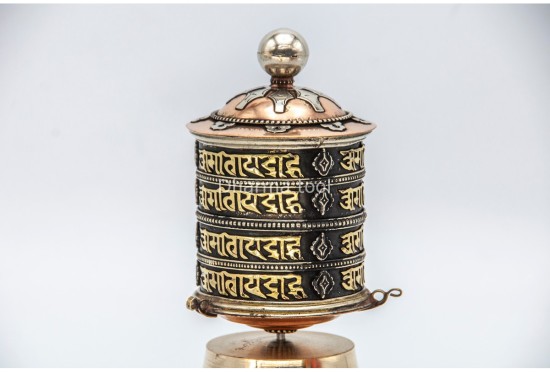6 Inch Table Top Tibetan Prayer Wheel 4 Line Om Mani Mantra Handmade in Nepal
