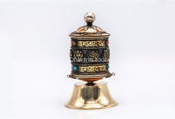 6 Inch Table Top Tibetan Prayer Wheel Eight Lucky Symbols