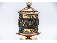 6 Inch Table Top Tibetan Prayer Wheel Eight Lucky Symbols