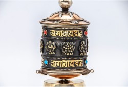 6 Inch Table Top Tibetan Prayer Wheel Eight Lucky Symbols