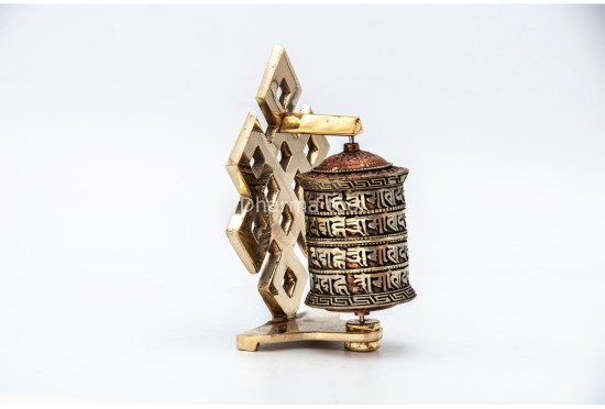 5-Inch Table Top Prayer Wheel – 4-Line Mantra & Endless Knot Base