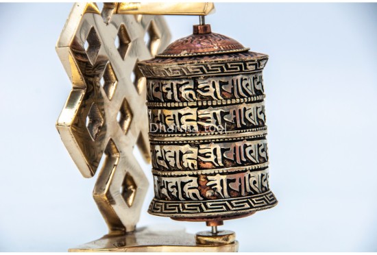 5-Inch Table Top Prayer Wheel – 4-Line Mantra & Endless Knot Base
