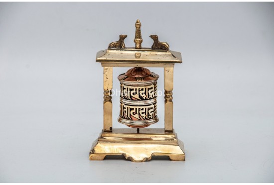 5.5 Inch Tibetan Prayer Wheel 2 Line Mantra Potala Gate Frame