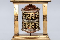 5.5 Inch Tibetan Prayer Wheel 2 Line Mantra Potala Gate Frame