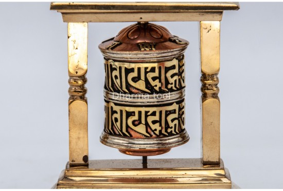 5.5 Inch Tibetan Prayer Wheel 2 Line Mantra Potala Gate Frame