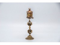 7.5 Inch Tibetan Prayer Wheel Vajra Brass Base