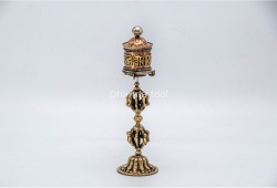 7.5 Inch Tibetan Prayer Wheel Vajra Brass Base