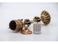 7.5 Inch Tibetan Prayer Wheel Vajra Brass Base