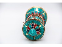 Artistic Tibetan Prayer Wheel Stone Inlay Handmade in Nepal