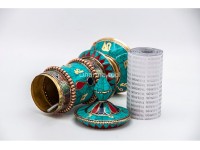 Artistic Tibetan Prayer Wheel Stone Inlay Handmade in Nepal