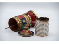6.5-Inch Tabletop Tibetan Prayer Wheel – Stone Inlay & Mantra Design