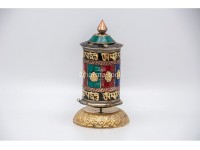 Tibetan Prayer Wheel – Eight Lucky Symbols & Stone Inlay
