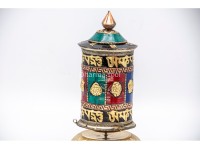 Tibetan Prayer Wheel – Eight Lucky Symbols & Stone Inlay