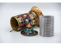Tibetan Prayer Wheel – Eight Lucky Symbols & Stone Inlay