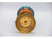 10 Inch Tabletop Tibetan Prayer Wheel Stone Inlay