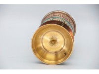 9 Inch Tabletop Tibetan Prayer Wheel Brass Mantra Stone Inlay