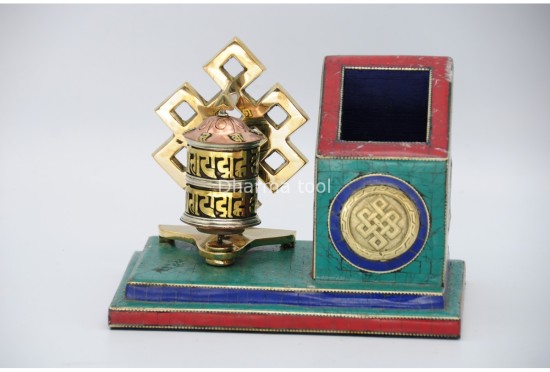 Prayer Wheel Pen Holder – Tibetan Desk Ornament