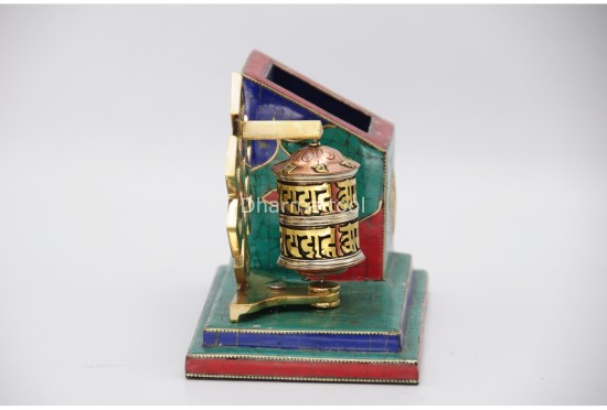 Prayer Wheel Pen Holder – Tibetan Desk Ornament