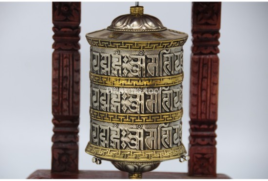 8 Inch Wall Hanging Tibetan Prayer Wheel 3 Line Mantra