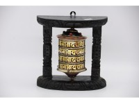 7-Inch Wall Hanging Tibetan Prayer Wheel with Wooden Frame