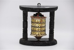 7-Inch Wall Hanging Tibetan Prayer Wheel with Wooden Frame