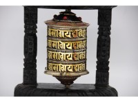 7-Inch Wall Hanging Tibetan Prayer Wheel with Wooden Frame