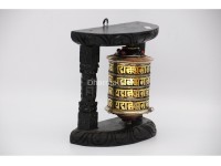 7-Inch Wall Hanging Tibetan Prayer Wheel with Wooden Frame