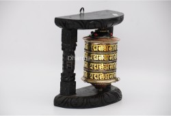 7-Inch Wall Hanging Tibetan Prayer Wheel with Wooden Frame