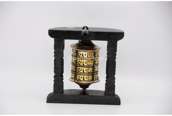 7-Inch Wall Hanging Tibetan Prayer Wheel with Wooden Frame