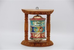 8 Inch Wall Hanging Tibetan Prayer Wheel Stone Setting Eight Lucky Symbols