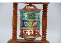 8 Inch Wall Hanging Tibetan Prayer Wheel Stone Setting Eight Lucky Symbols