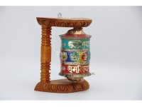 8 Inch Wall Hanging Tibetan Prayer Wheel Stone Setting Eight Lucky Symbols