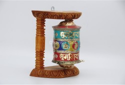 8 Inch Wall Hanging Tibetan Prayer Wheel Stone Setting Eight Lucky Symbols