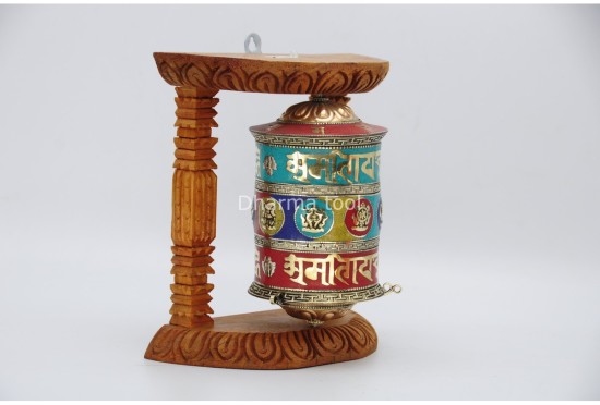 8 Inch Wall Hanging Tibetan Prayer Wheel Stone Setting Eight Lucky Symbols