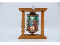 8 Inch Wall Hanging Tibetan Prayer Wheel Stone Setting Eight Lucky Symbols
