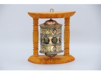 8 Inch Wall Hanging Tibetan Prayer Wheel Austamangal Symbols