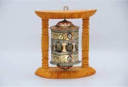 8 Inch Wall Hanging Tibetan Prayer Wheel Austamangal Symbols