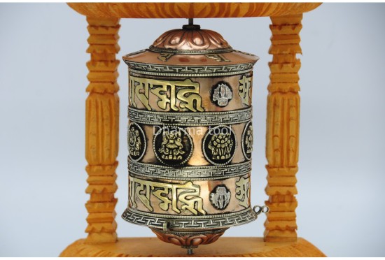8 Inch Wall Hanging Tibetan Prayer Wheel Austamangal Symbols
