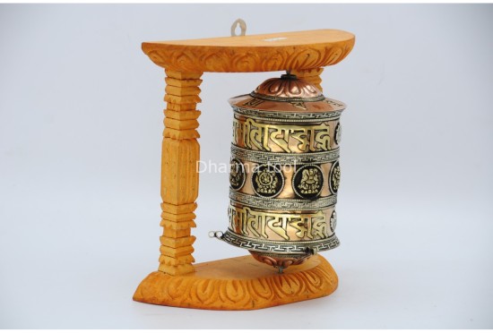 8 Inch Wall Hanging Tibetan Prayer Wheel Austamangal Symbols