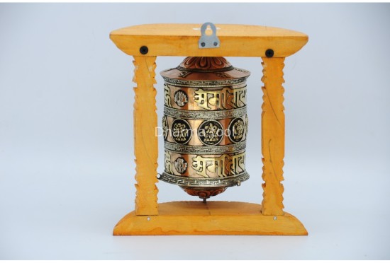 8 Inch Wall Hanging Tibetan Prayer Wheel Austamangal Symbols