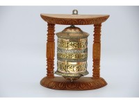 8-Inch Wall Hanging Tibetan Prayer Wheel – 2 Line Mantra