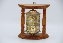 8-Inch Wall Hanging Tibetan Prayer Wheel – 2 Line Mantra