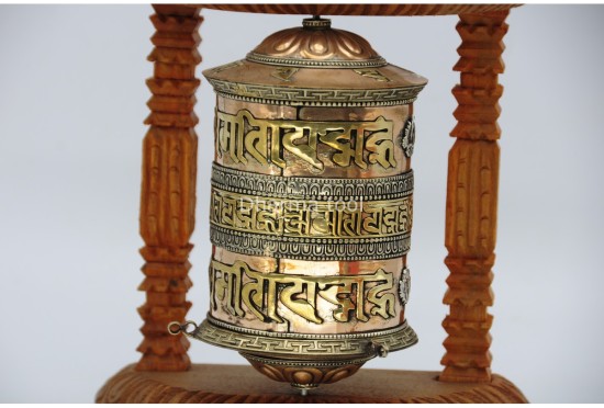 8-Inch Wall Hanging Tibetan Prayer Wheel – 2 Line Mantra