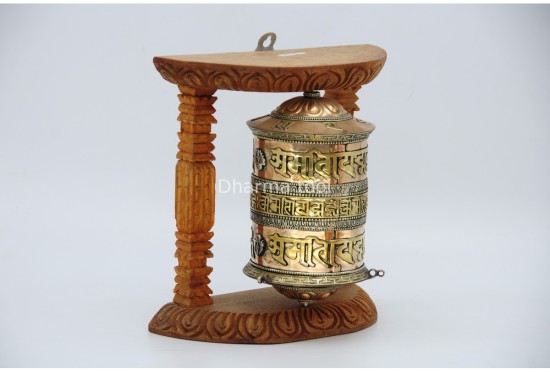 8-Inch Wall Hanging Tibetan Prayer Wheel – 2 Line Mantra