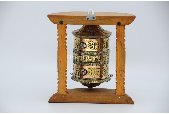 8-Inch Wall Hanging Tibetan Prayer Wheel – 2 Line Mantra