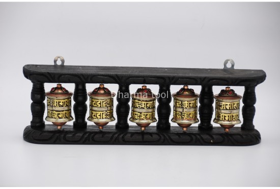 5-in-1 Tibetan Prayer Wheel – 13.5 Inch Wall Hanging or Tabletop