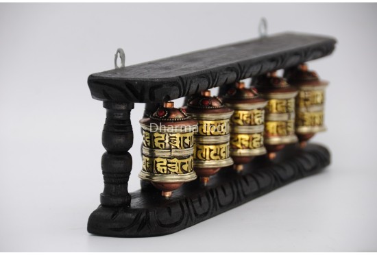 5-in-1 Tibetan Prayer Wheel – 13.5 Inch Wall Hanging or Tabletop