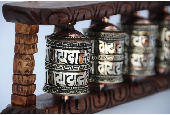 5-in-1 Tibetan Prayer Wheel – 15.5 Inch Wall Hanging or Tabletop