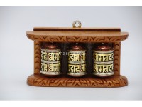 3 in 1 Tibetan Prayer Wheel 7 Inch Tabletop Wall Hanging