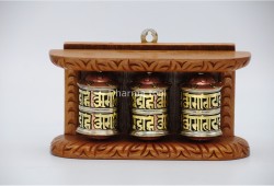 3 in 1 Tibetan Prayer Wheel 7 Inch Tabletop Wall Hanging